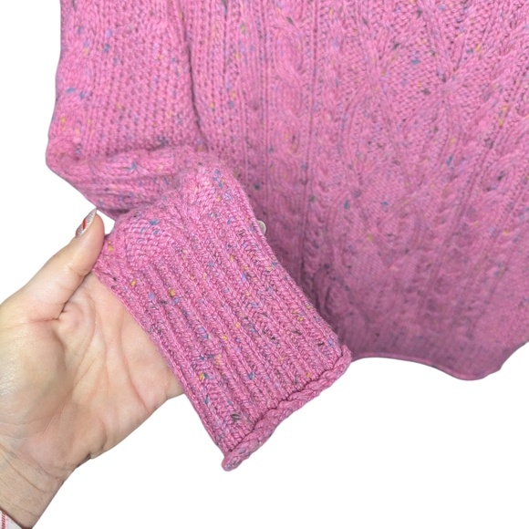 J.Crew Pink Tweed Cable Knit Sweater XS Women’s Textured Crewneck Pullover - Picture 2 of 12